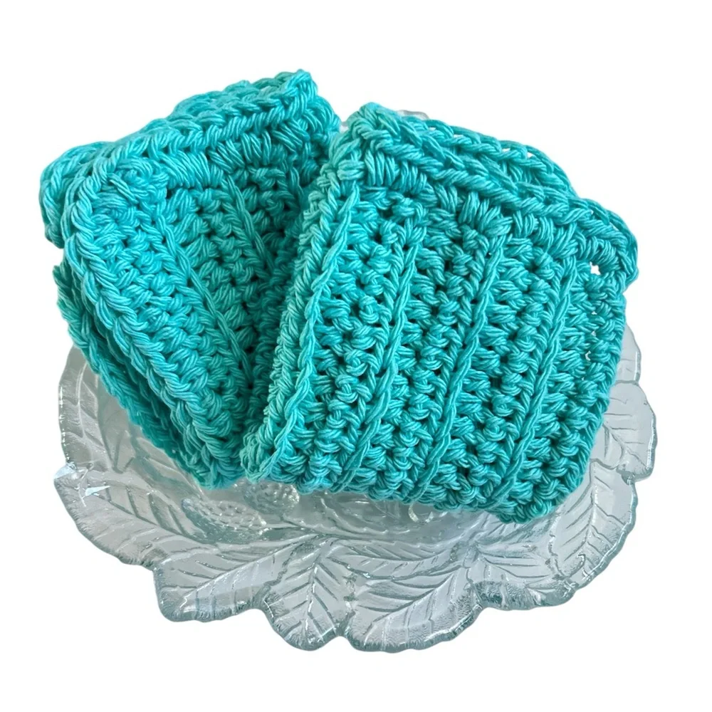Hand Crafted Colorful Crocheted 100% Cotton All Purpose Dish or Wash Cloths